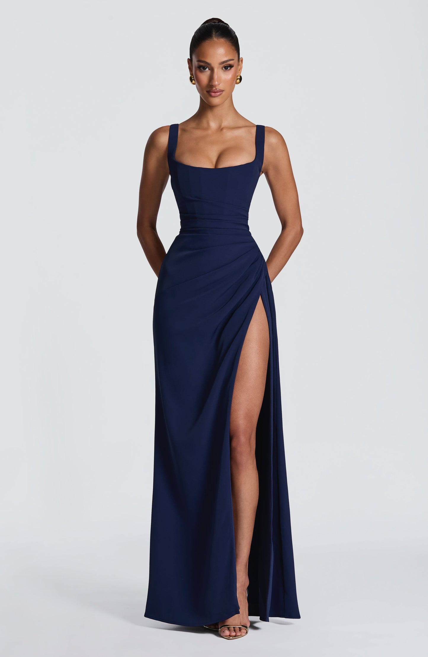 Laleh Maxi Dress - Navy Dress XS Fardora Premium Exclusive Design