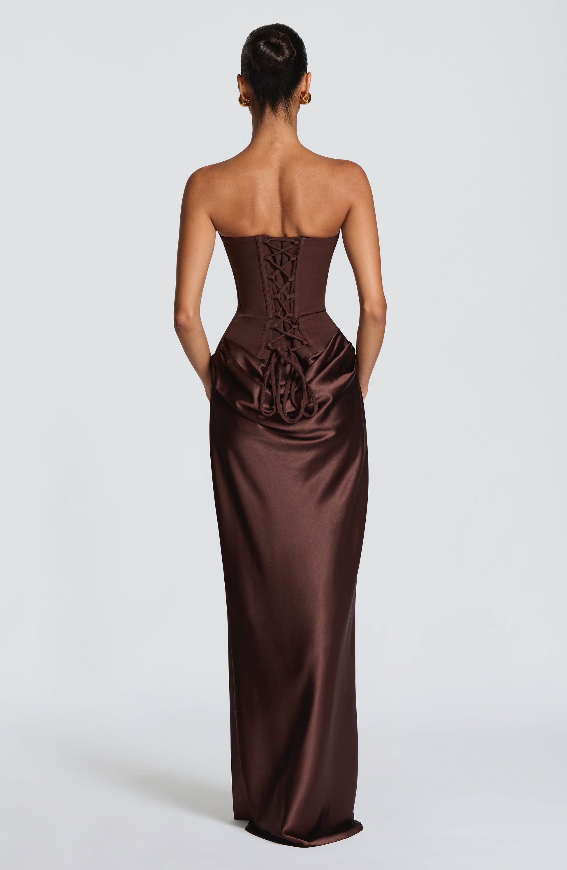 Maggie Maxi Dress - Plum Brown Dress Fardora Premium Exclusive Design