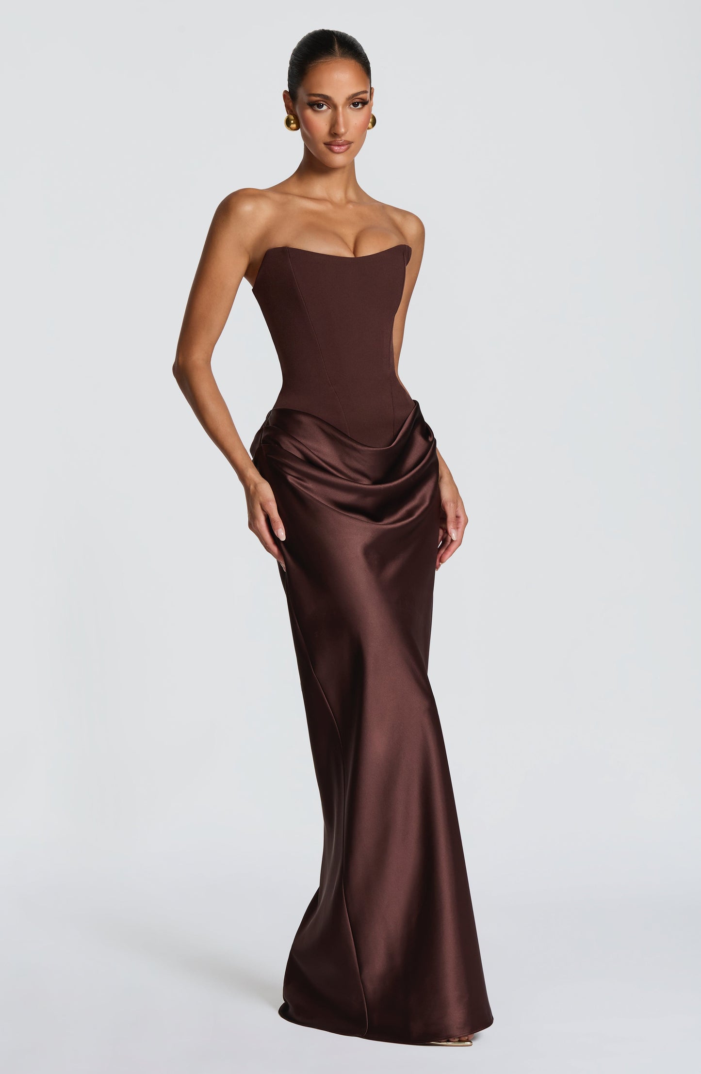 Maggie Maxi Dress - Plum Brown Dress Fardora Premium Exclusive Design