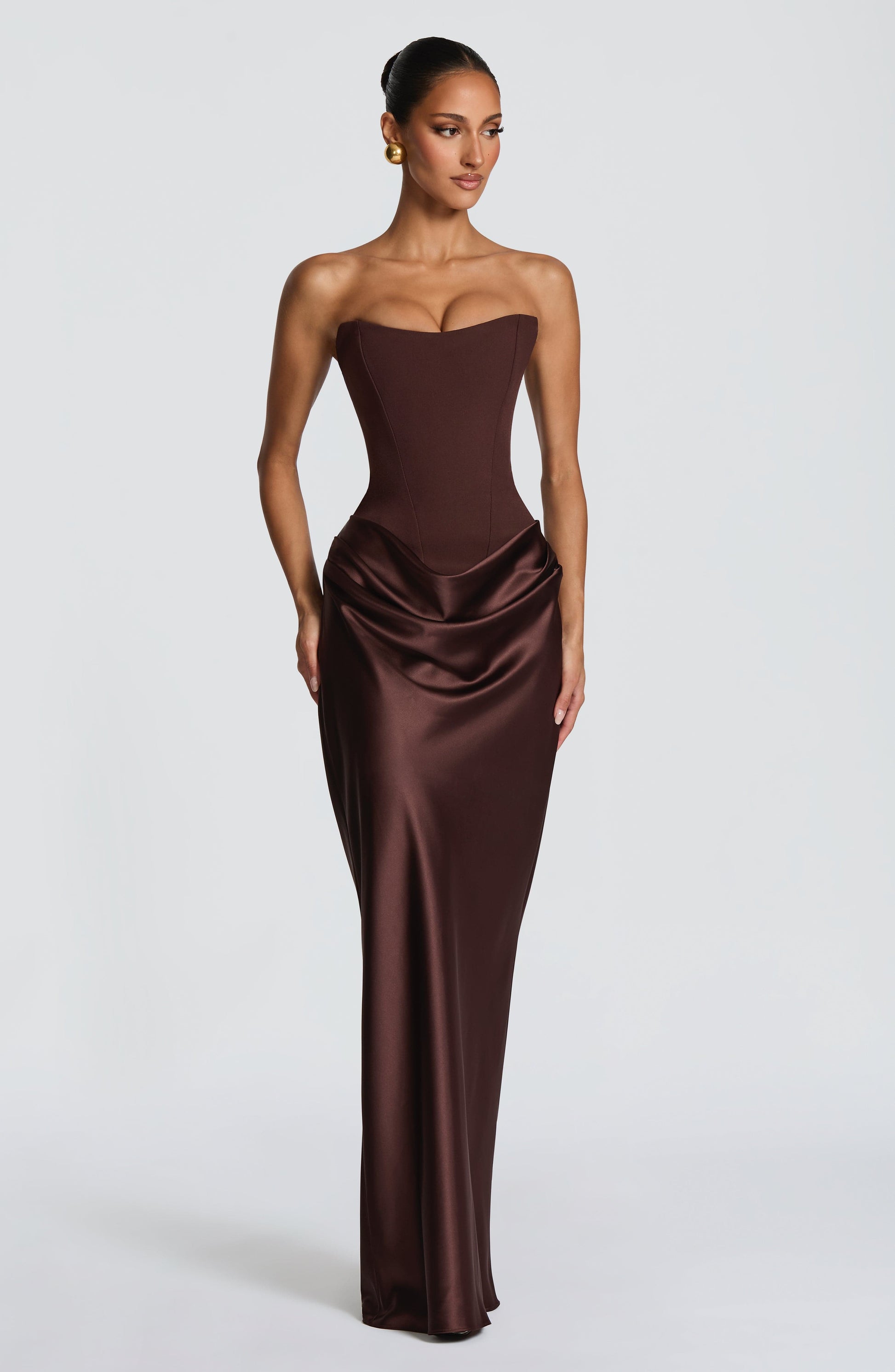 Maggie Maxi Dress - Plum Brown Dress Fardora Premium Exclusive Design