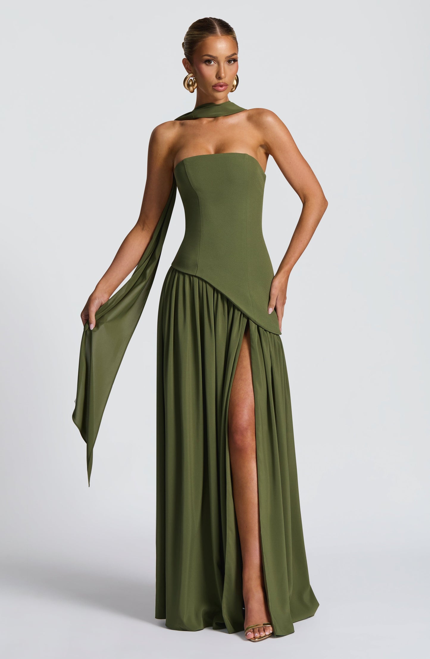 Maliyah Maxi Dress - Khaki Dress Fardora Premium Exclusive Design