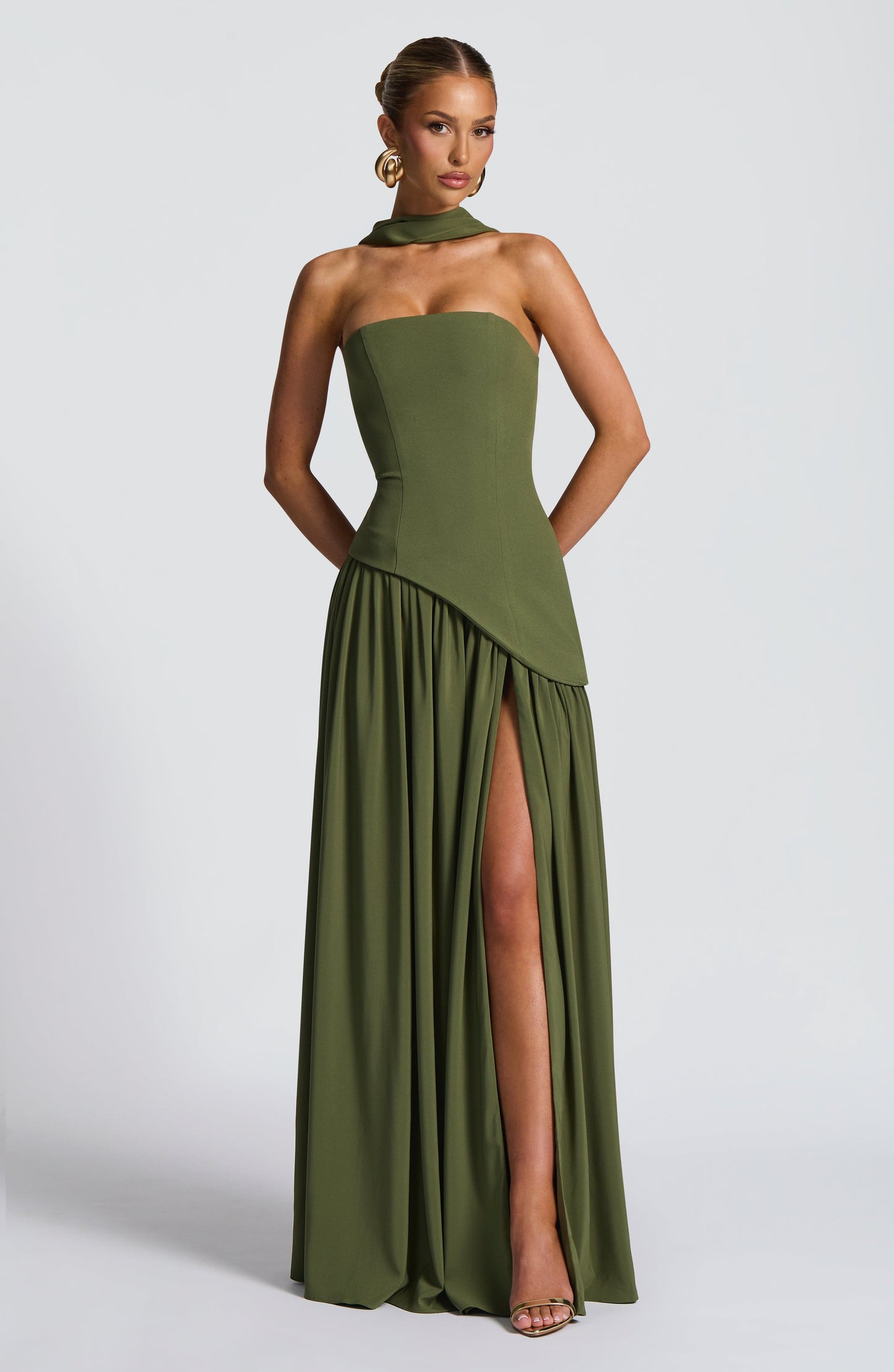 Maliyah Maxi Dress - Khaki Dress Fardora Premium Exclusive Design