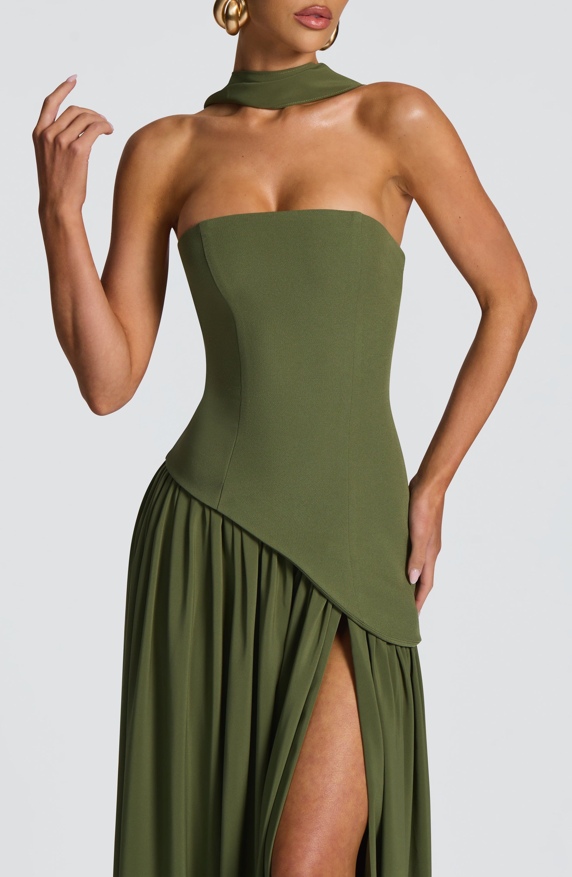 Maliyah Maxi Dress - Khaki Dress Fardora Premium Exclusive Design