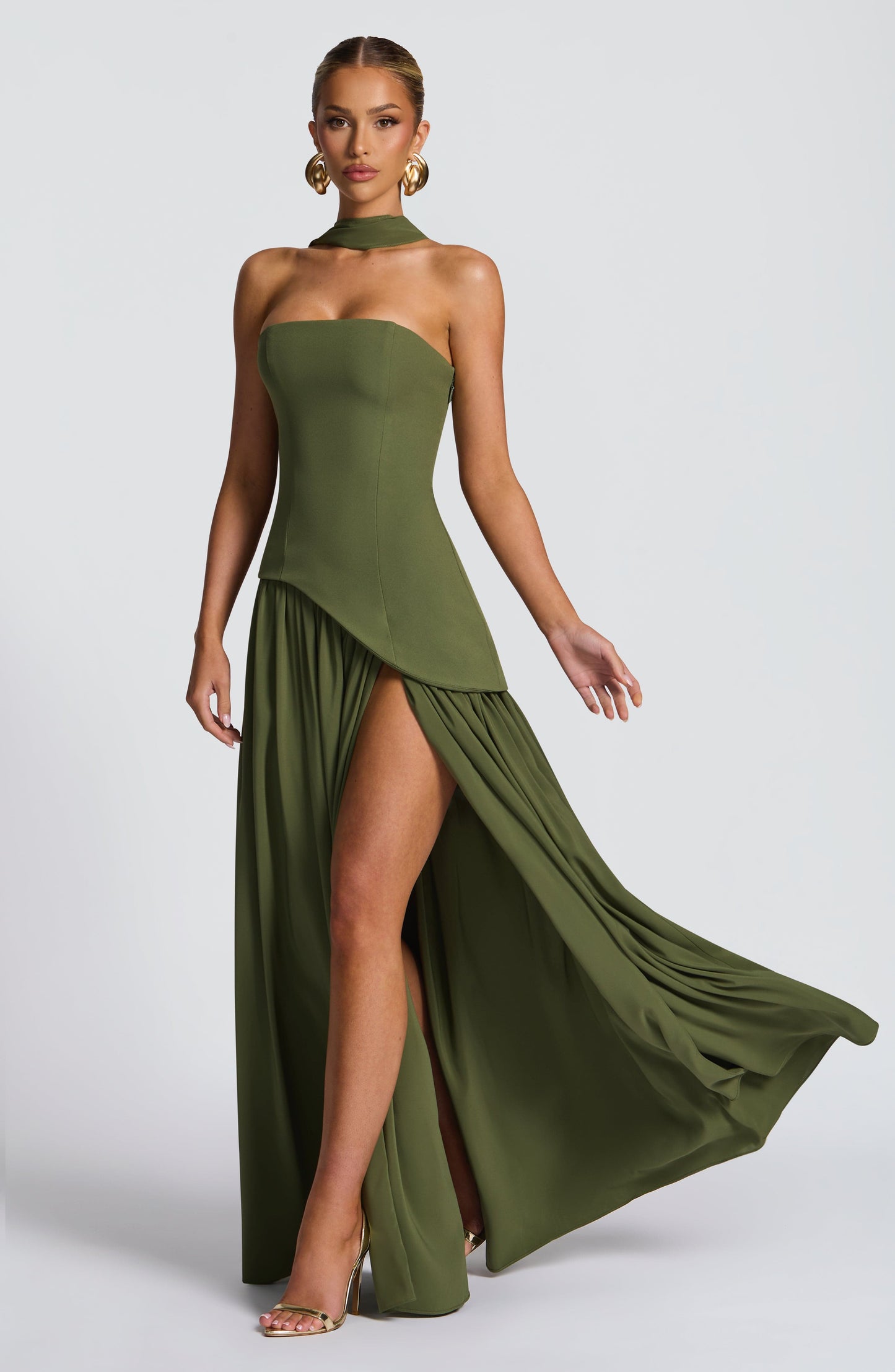 Maliyah Maxi Dress - Khaki Dress Fardora Premium Exclusive Design