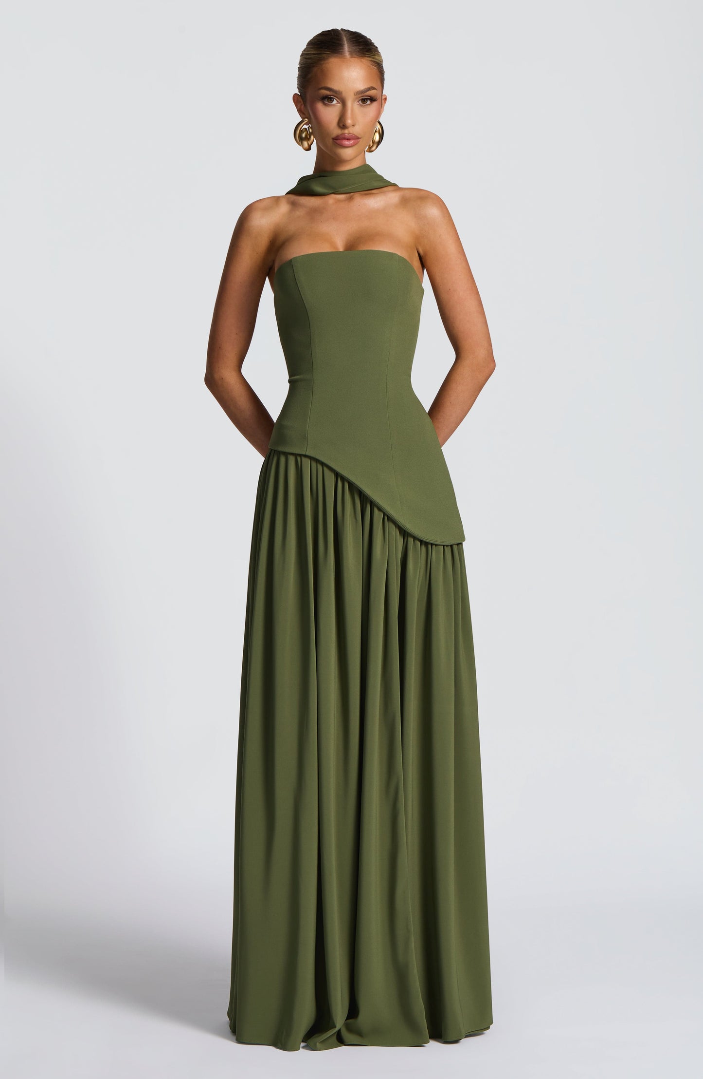 Maliyah Maxi Dress - Khaki Dress Fardora Premium Exclusive Design