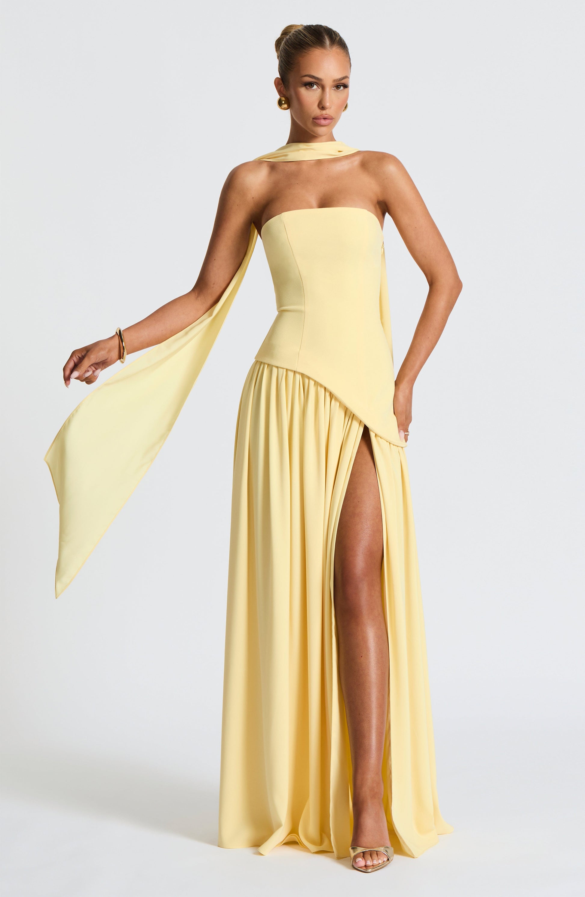 Maliyah Maxi Dress - Lemon Dress XS Fardora Premium Exclusive Design