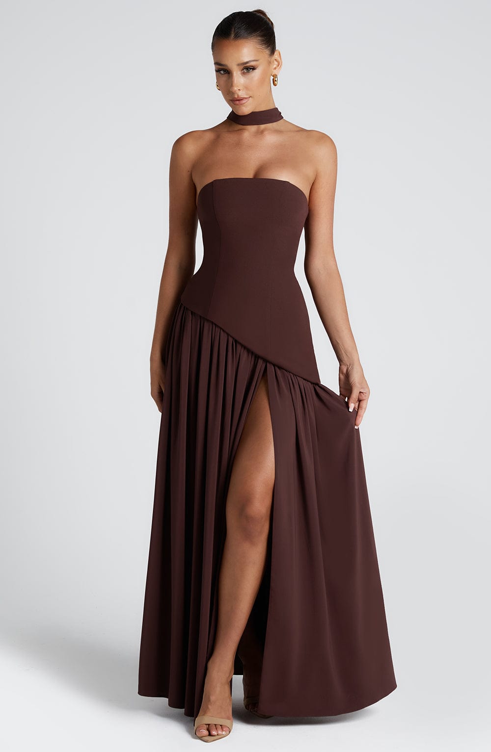 Maliyah Maxi Dress - Plum Brown Dress Fardora Premium Exclusive Design