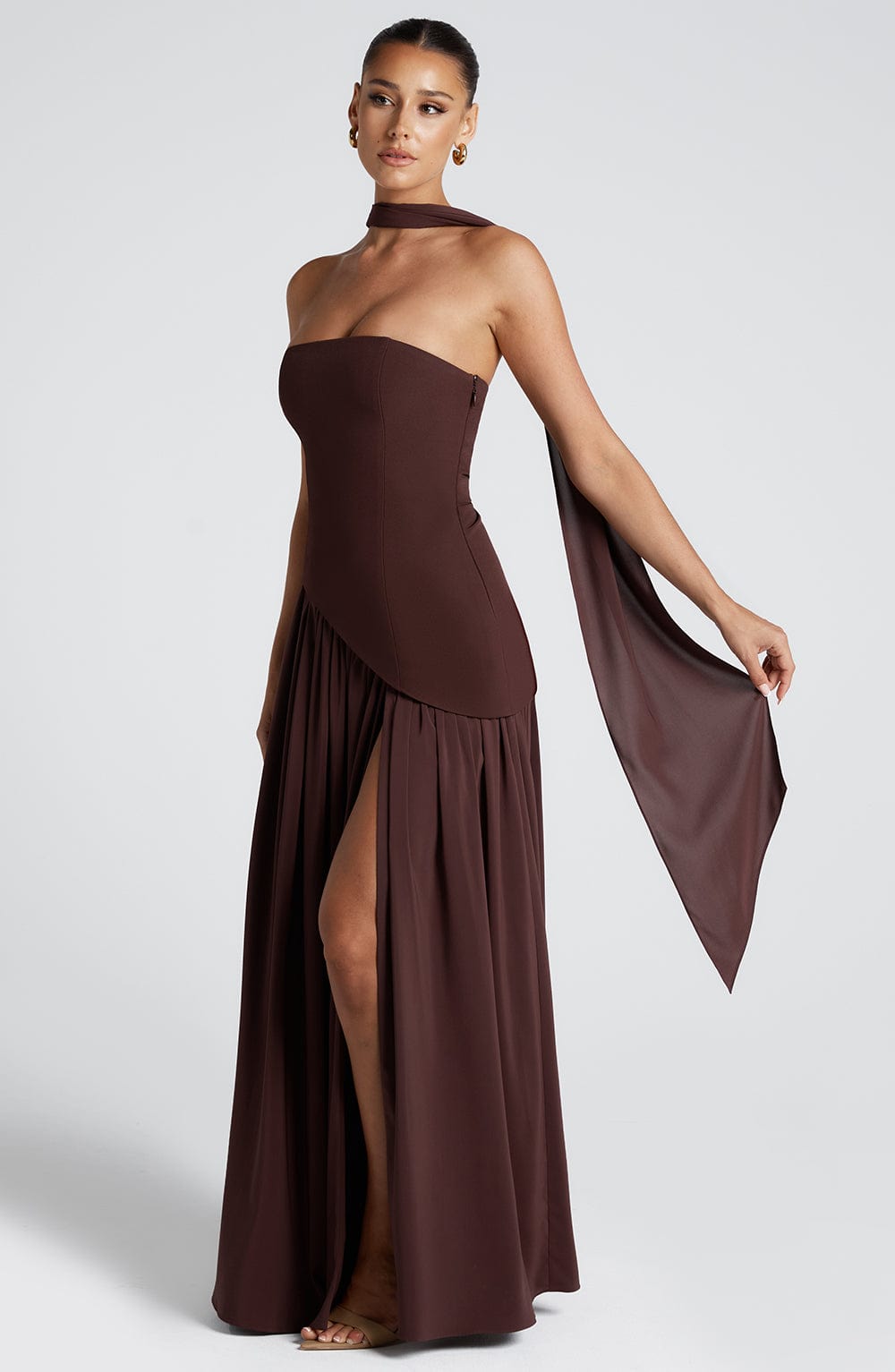 Maliyah Maxi Dress - Plum Brown Dress Fardora Premium Exclusive Design