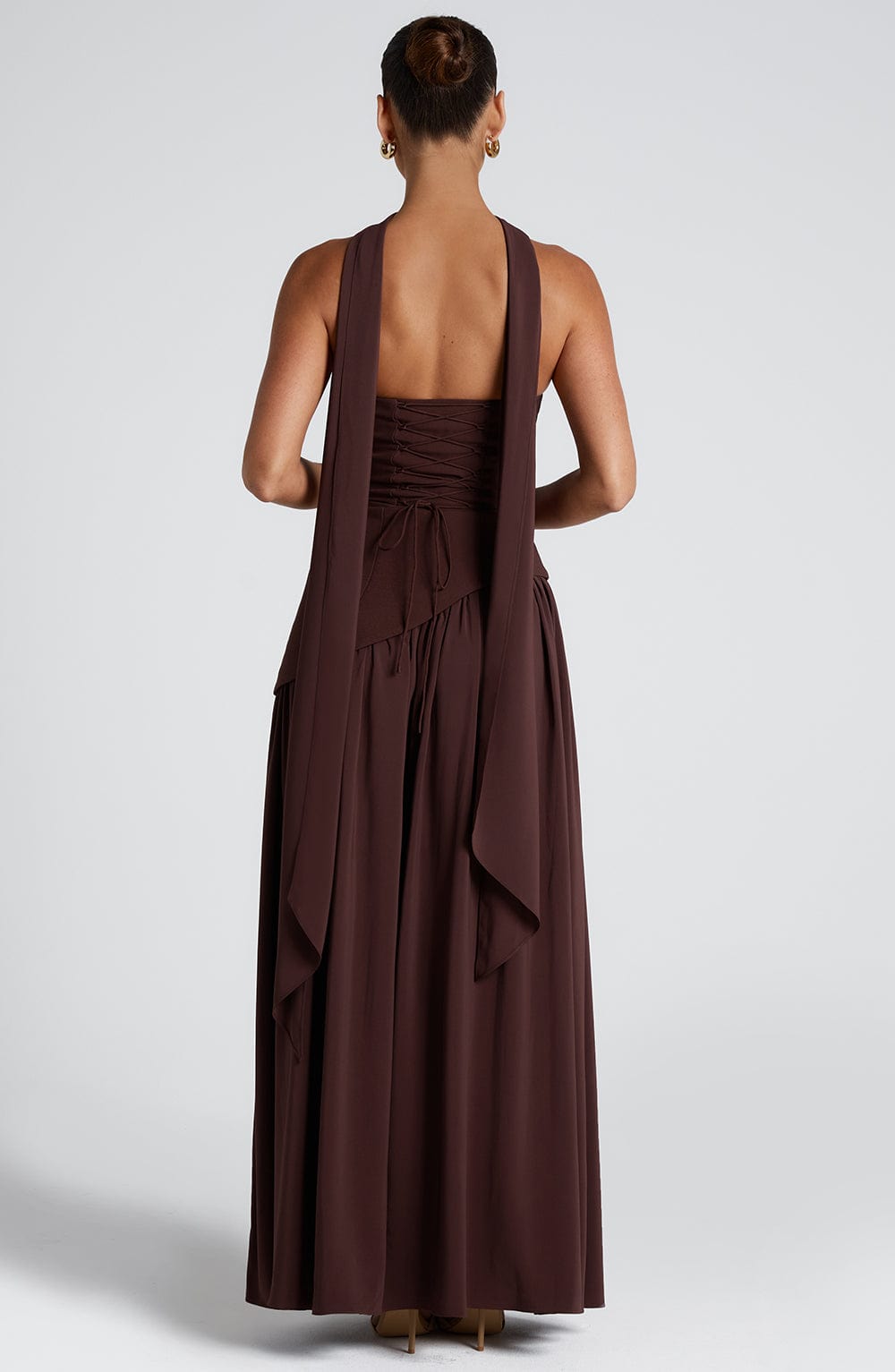 Maliyah Maxi Dress - Plum Brown Dress Fardora Premium Exclusive Design