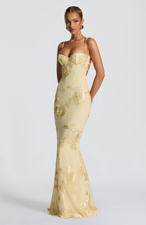 Nefertiti Maxi Dress - Lemon Dress Fardora Premium Exclusive Design