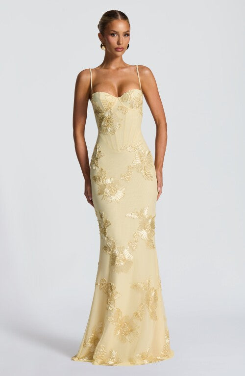 Nefertiti Maxi Dress - Lemon Dress Fardora Premium Exclusive Design
