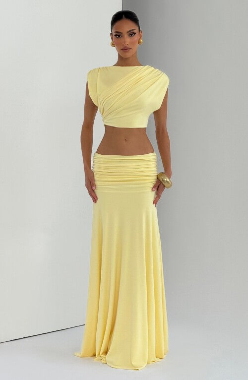 Paige Maxi Skirt - Lemon Skirt Fardora Premium Exclusive Design