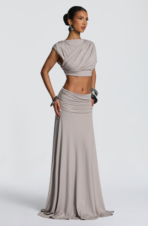 Paige Maxi Skirt - Light Grey Skirt Fardora Premium Exclusive Design