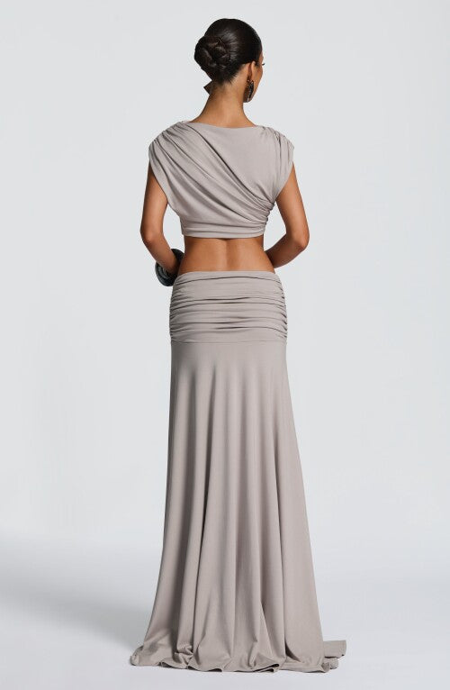 Paige Maxi Skirt - Light Grey Skirt Fardora Premium Exclusive Design