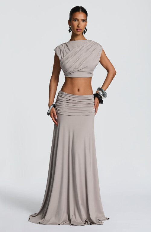 Paige Maxi Skirt - Light Grey Skirt XS Fardora Premium Exclusive Design