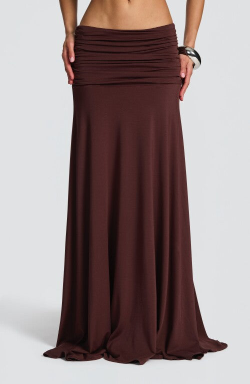 Paige Maxi Skirt - Plum Brown Skirt Fardora Premium Exclusive Design